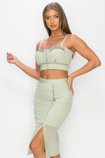 Load image into Gallery viewer, Studded Stone Cami Top &amp; Slit Mini Skirts Set
