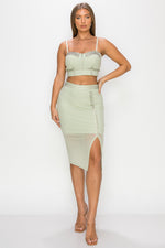 Load image into Gallery viewer, Studded Stone Cami Top &amp; Slit Mini Skirts Set
